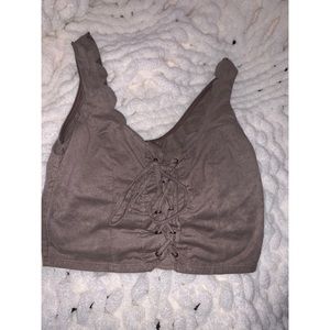 Faux brown crop top